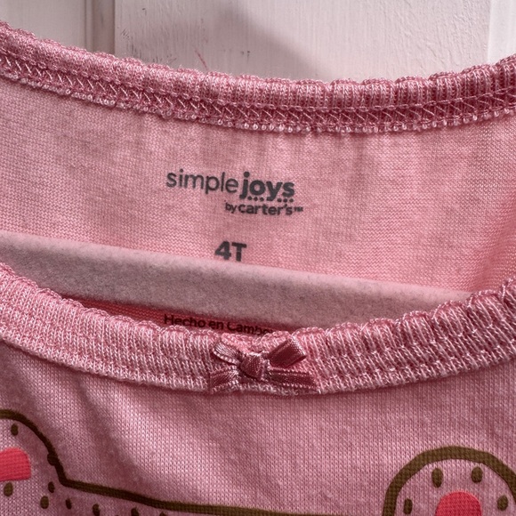 Carter's 4T Girls Pink Warm Hug in a Mug Graphic Long Sleeve Pajama Top - Picture 4 of 5